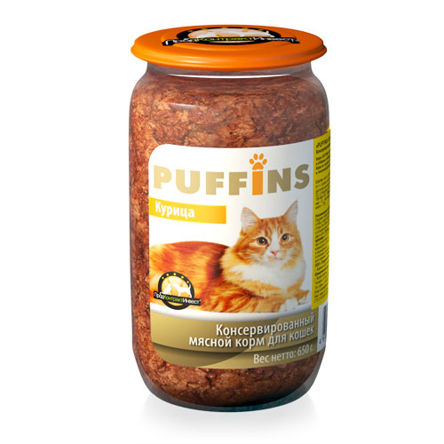 PUFFINS консервы для кошек Курица