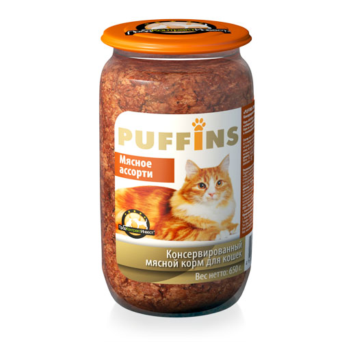 PUFFINS консервы для кошек Мясное ассорти